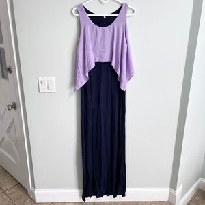 PinkBlush Purple Navy Maxi Maternity Dress Medium